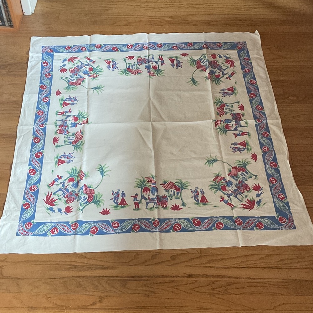Vintage-Inspired Mid-Century Modern Mexican Fiesta novelty print tablecloth